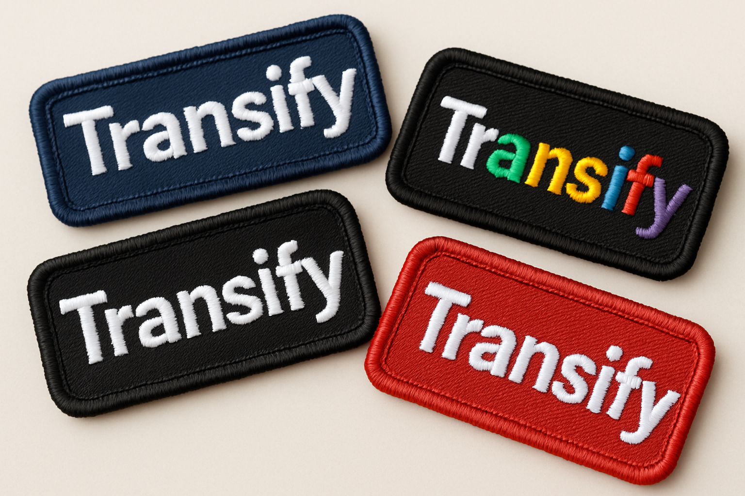 embroidery patches with designe with text transify